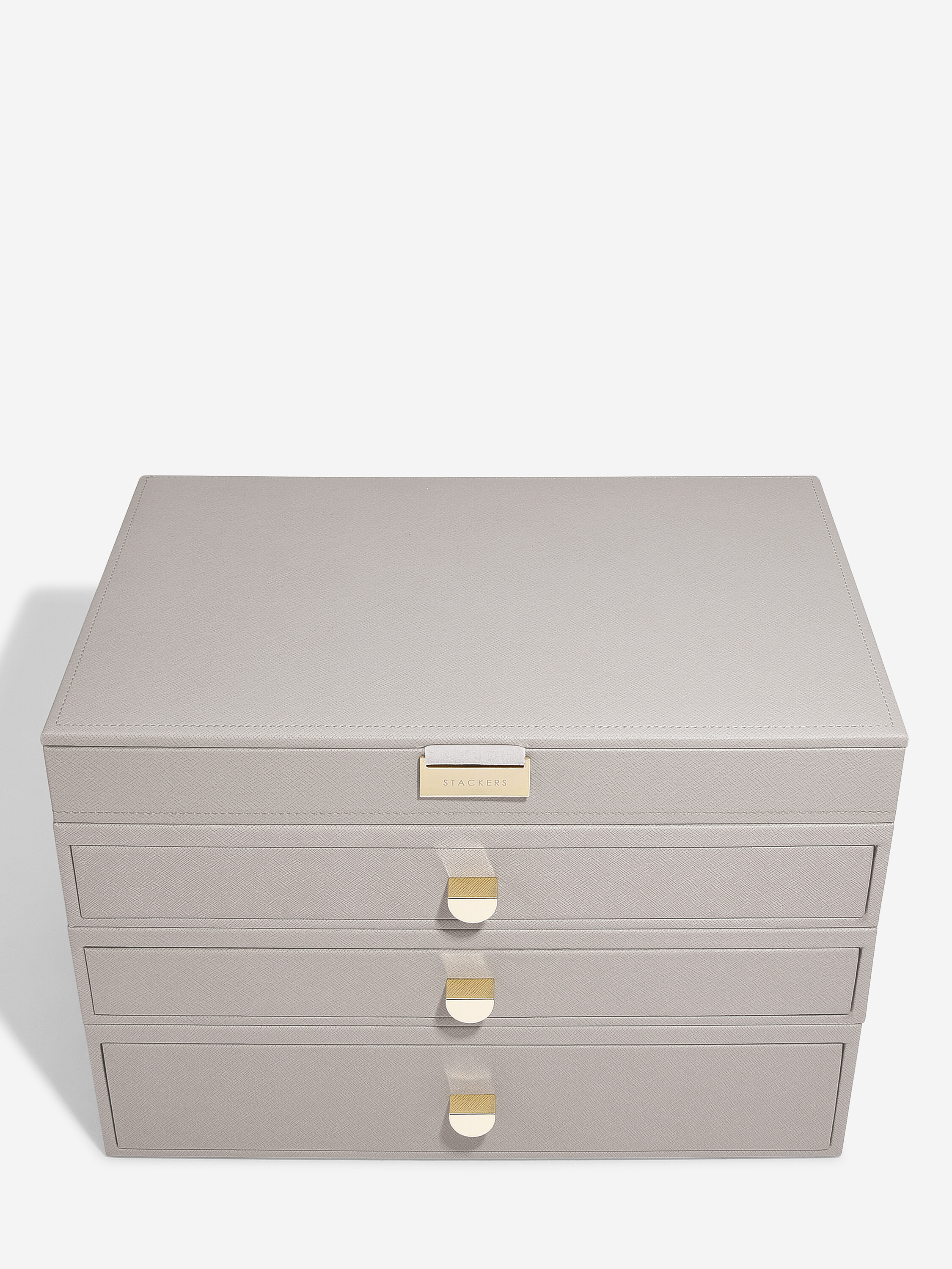 Taupe Supersize Jewellery Box 3-Drawer Set Stackers