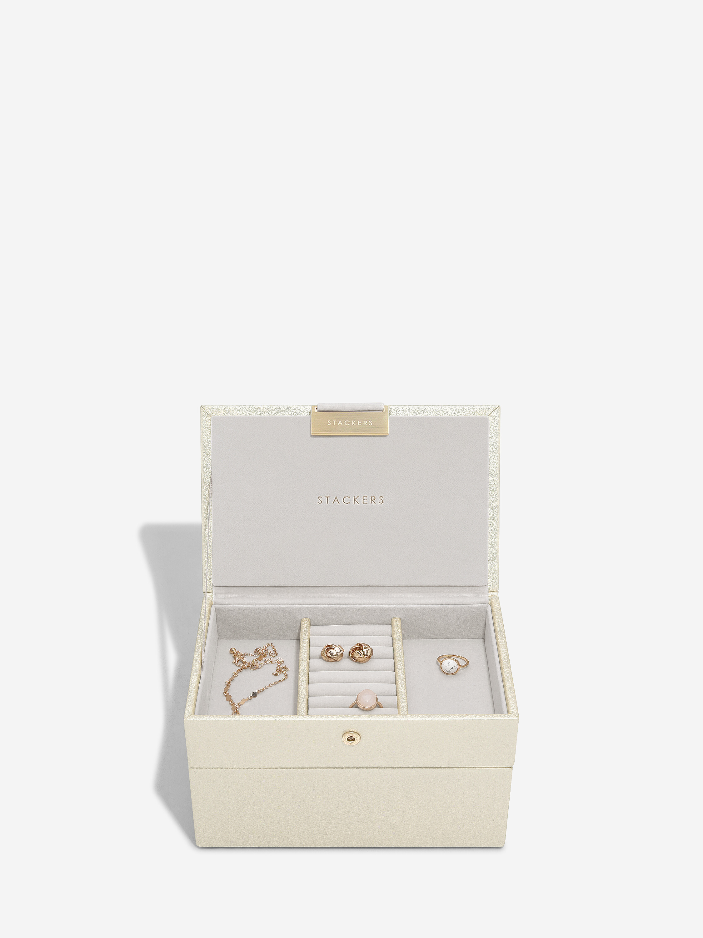 Metallic Pearl Mini Jewellery Box Set of 2 New In Stackers