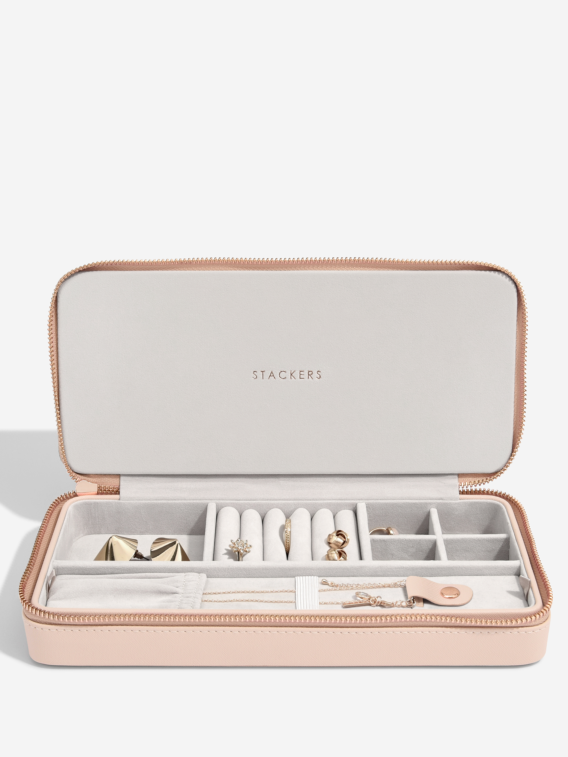 Sleek Necklace Zipped Travel Jewellery Box New In Stackers