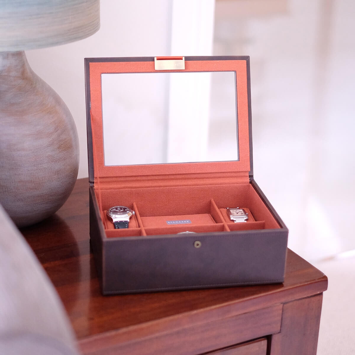 STACKER WATCHBOX 8 PC TOP BROWN / ORANGE Outlet Stackers