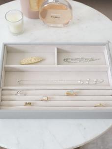 Stackers Portagioie Classico Bianco Con Rivestimento Grigio, Sezione Anelli/Bracciali, 25x18x3.5 Cm