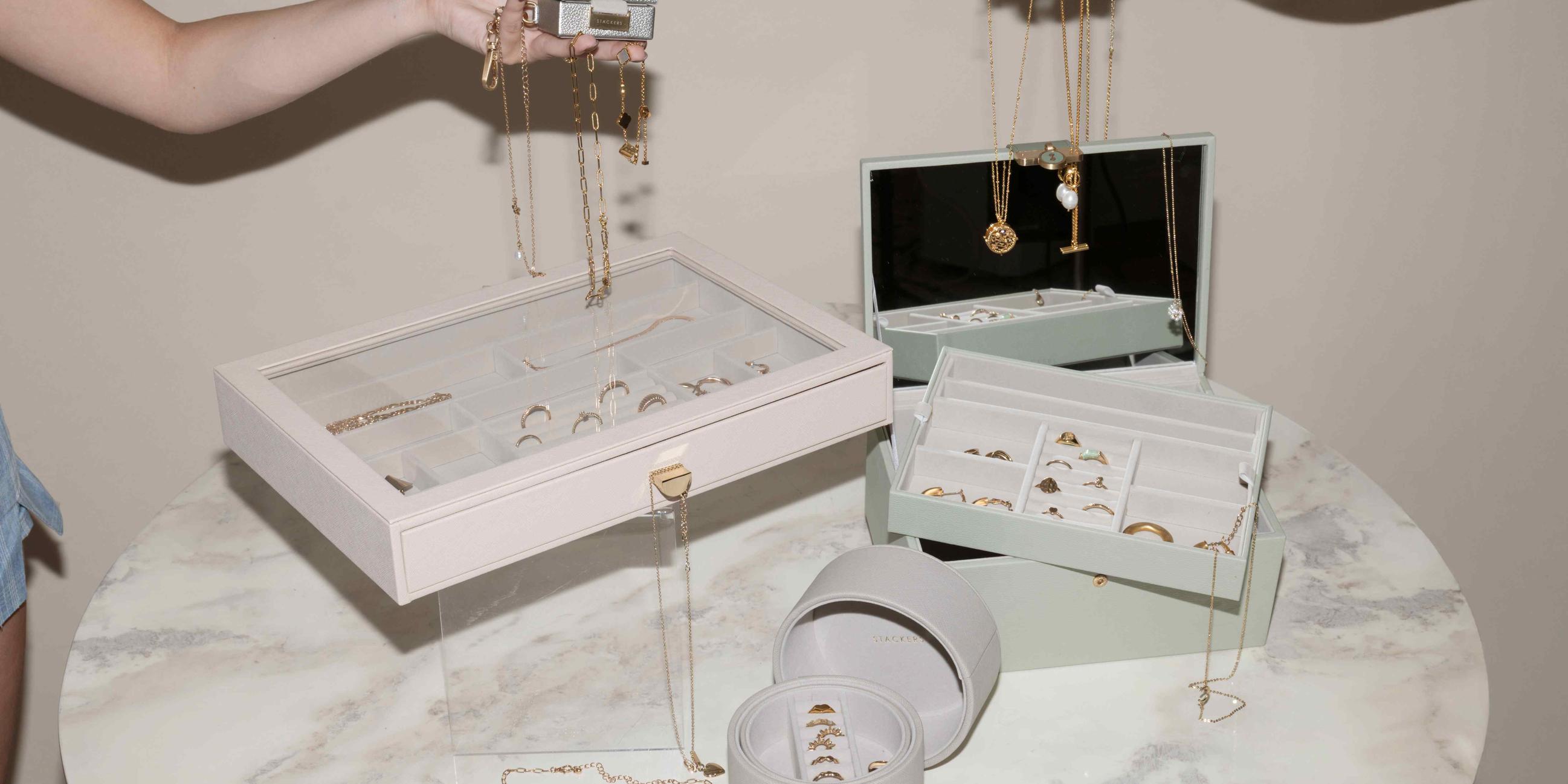 STACKERS jewellery storage boxes and organisers displaying jewellery