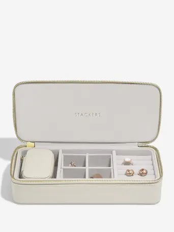 Oatmeal Large Zipped Travel Jewellery Box