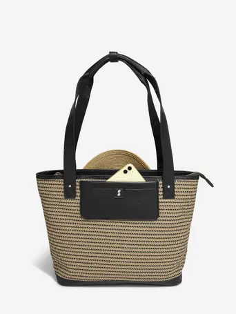 Black Raffia Tote Bag