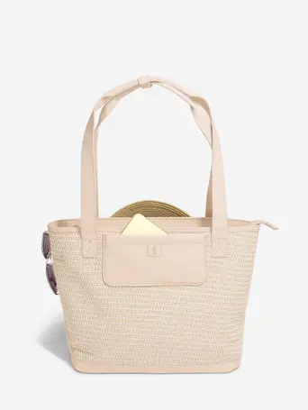 Blush Raffia Tote Bag
