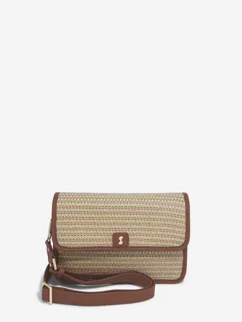 Tan Raffia Crossbody Bag