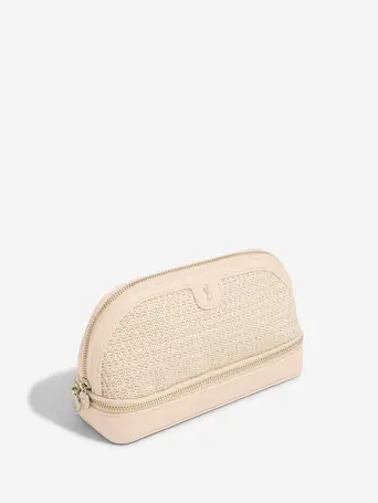 Blush Raffia Cosmetic Bag