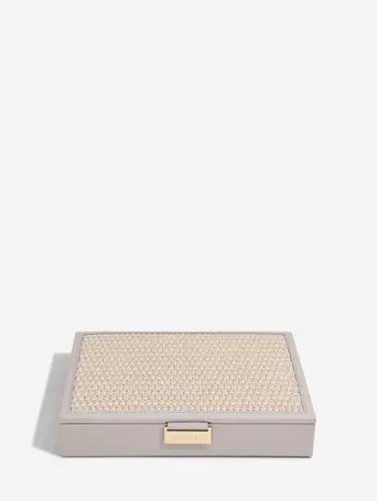 Taupe Raffia Classic Jewellery Box Lid