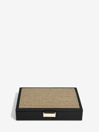 Black Raffia Classic Jewellery Box Lid