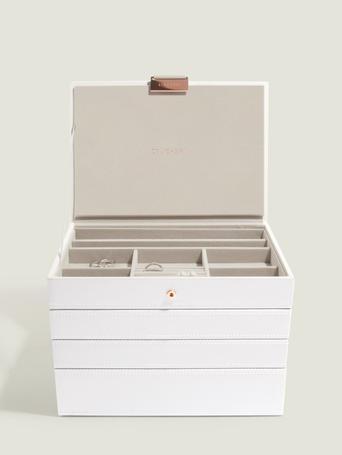 White & Rose Gold Classic Jewellery Box Set of 4