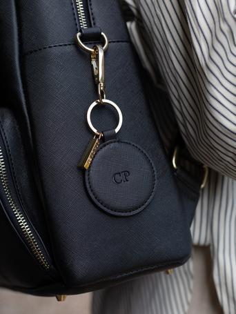 Personalised Black Round Keyring