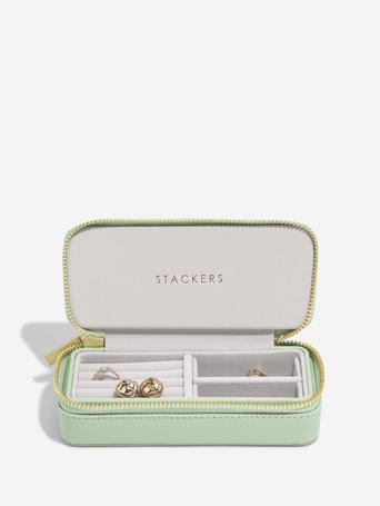Sage Green Medium Zipped Travel Jewellery Box