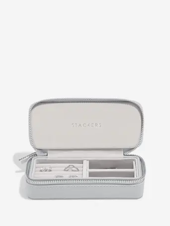 Pebble Grey Medium Zipped Travel Jewellery Box