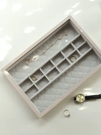Szkatułka na biżuterię Loves Luxury 14 komór jasnoróżowa