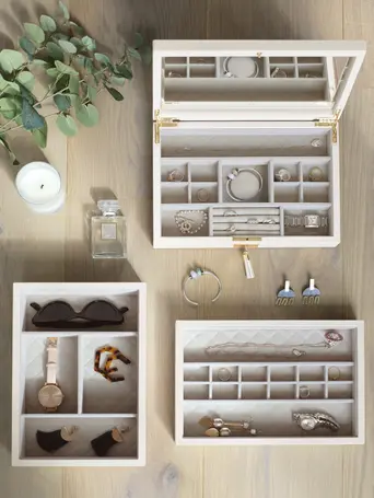 Szkatułka na biżuterię Loves Luxury potrójna biała