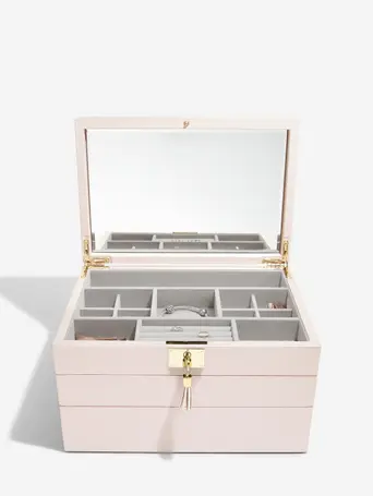 Szkatułka na biżuterię Loves Luxury potrójna jasnoróżowa