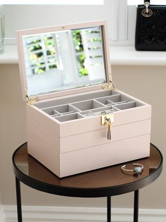 Szkatułka na biżuterię Loves Luxury potrójna jasnoróżowa