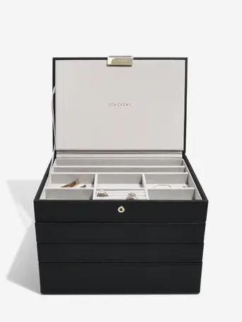 Black Classic Jewellery Box Set of 4
