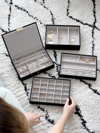 Black Classic Jewellery Box Set of 4