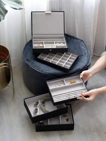 Black Classic Jewellery Box Set of 5