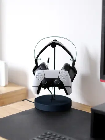 Navy Gaming Controller & Headphone Stand