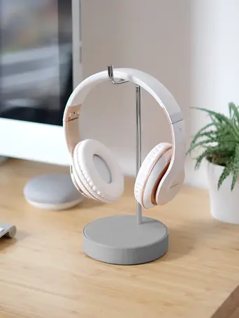 Pebble Grey & Chrome Headphone Stand