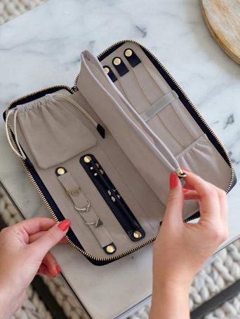 Navy Blue Jewellery Roll