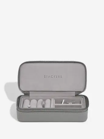 Slate Grey Medium Zipped Travel Jewellery Box - Men's