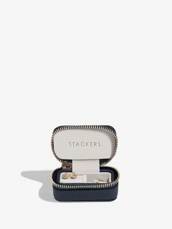 Navy Blue Petite Zipped Travel Jewellery Box