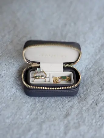 Navy Blue Petite Zipped Travel Jewellery Box