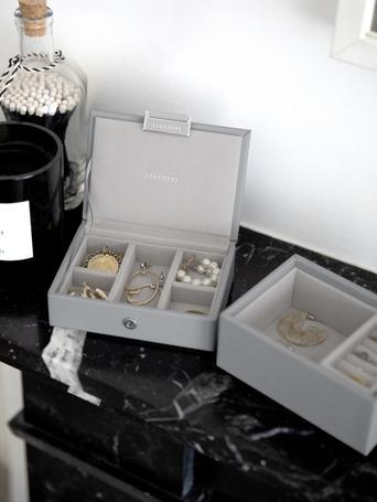 Szürke Pebble Micro ékszerdoboz szett 2 szintes