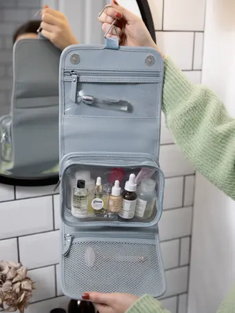 Dusky Blue Small Hanging Washbag