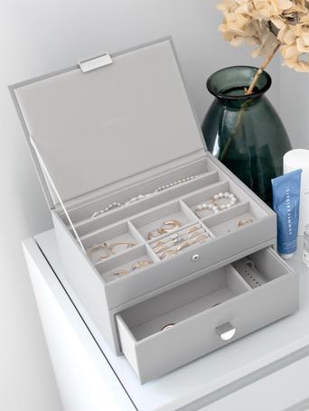 Pebble Grey Classic Jewellery Box 1-Drawer Set