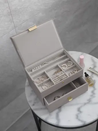 Taupe Classic Jewellery Box 1-Drawer Set