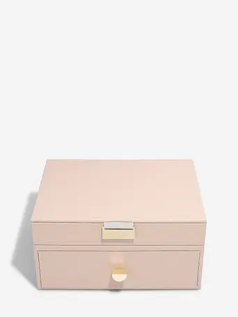 Blush Pink & Champagne Gold Classic Jewellery Box 1-Drawer Set