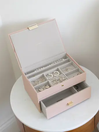Blush Pink & Champagne Gold Classic Jewellery Box 1-Drawer Set