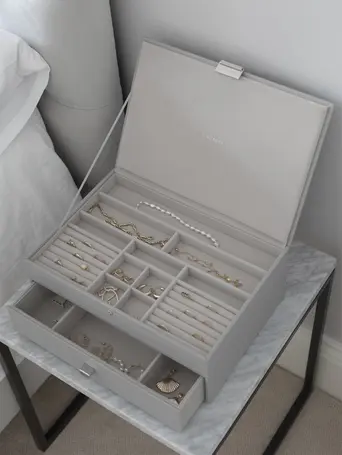 Pebble Grey Supersize Jewellery Box 1-Drawer Set