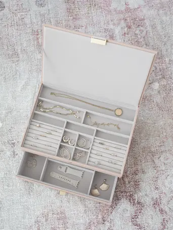 Blush Pink & Champagne Gold Supersize Jewellery Box 1-Drawer Set