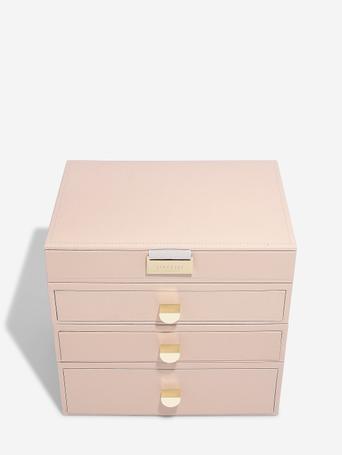 Blush Pink & Champagne Gold Classic Jewellery Box 3-Drawer Set