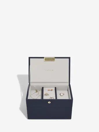 Navy Blue Mini Jewellery Box Set of 2