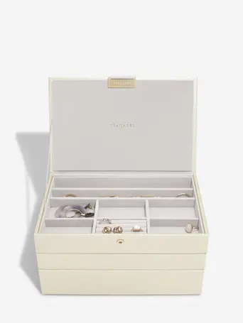 Metallic Pearl Classic Jewellery Box Set of 3