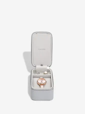  Pebble Grey Travel Jewellery & Watch Box - STIFF ZIP