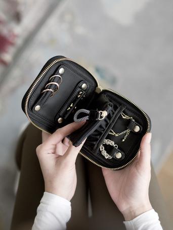 Recycled Nylon Black Compact Jewellery Roll