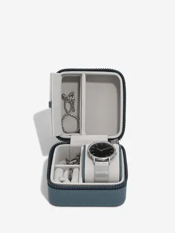 Blue Canvas Watch & Jewellery Box