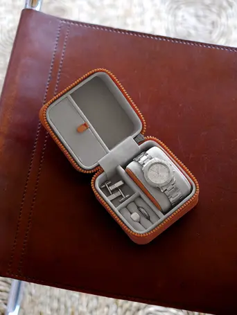 Orange Canvas Watch & Jewellery Box