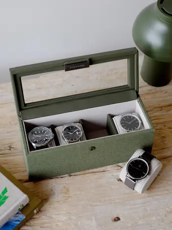 Green Canvas 4 Piece Watch Box