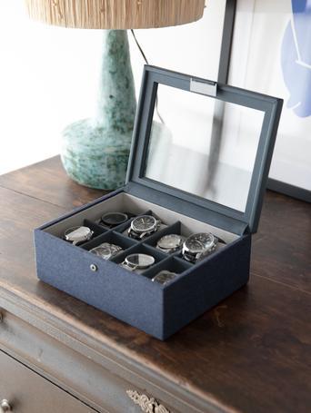 Blue Canvas 8 Piece Watch Box