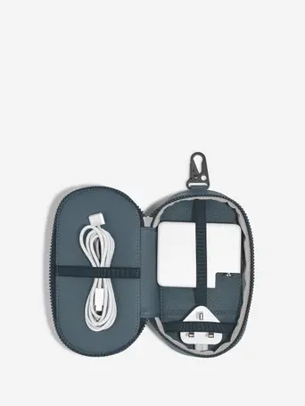 Blue Canvas Clip-On Tech Pouch