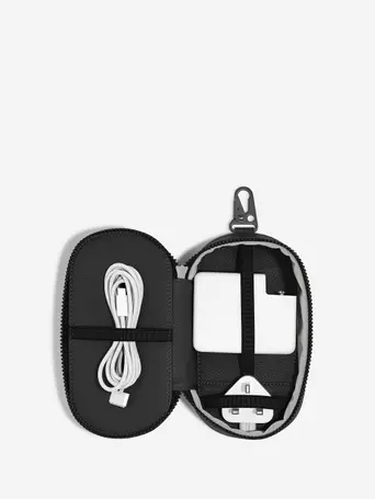 Black Canvas Clip-On Tech Pouch