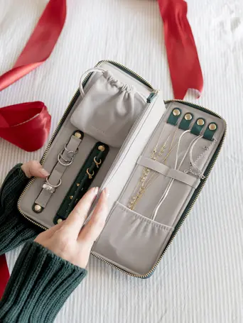 Forest Green Jewellery Roll